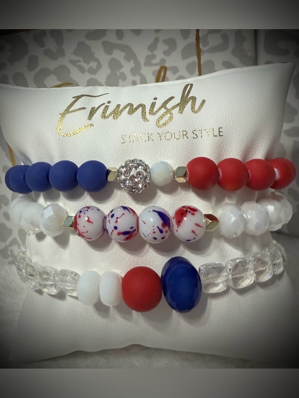New ERIMISH Bracelets 3 pc Stack - Red, White & Blue
